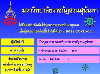 จัดทำประกันภัยให้บุคลากรทุกคน
เพื่อคุ้มครองการติดเชื้อไวรัสโคโรน่า
2019 (COVID-19)