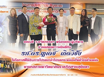 Congratulate Associate Professor Dr.
Ruidej Kerdvichai, on the occasion of
being graciously pleased to serve as
President of Suan Sunandha Rajabhat
University