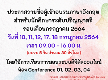 Announcing the list of English language
training for undergraduate students
Around July 2021